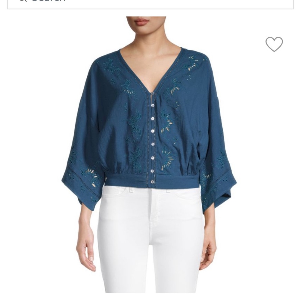 Embroidered Dolman-Sleeve Top
